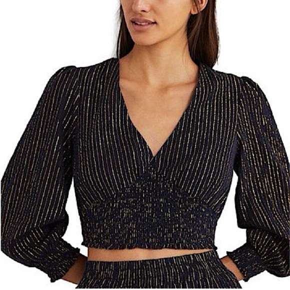 Boden Tops - BODEN Lurex Smocked Crop Top size 12